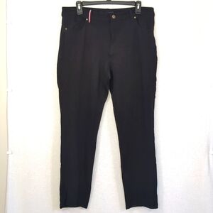 Tommy Hilfiger Women's Black Straight Cut Black Stretchy Jean Style Pants Sz 16
